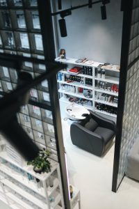 Black Leather Armchair salon suite rental